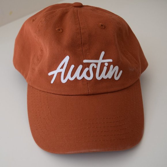 Frankie Jean Accessories - AUSTIN TX Script Spell Out Hat Cap Frankie Jean Lettered Cotton Strap-back H28